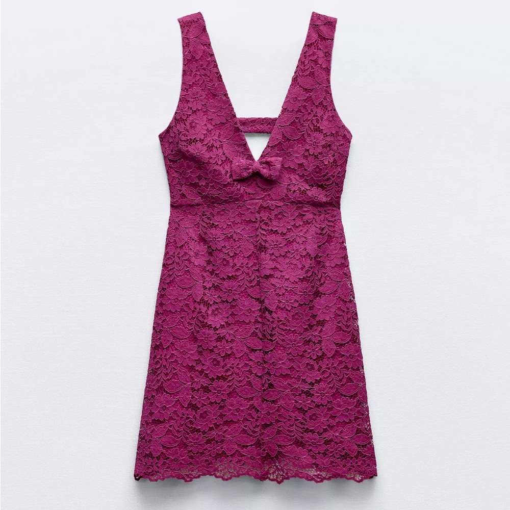 Zara Lace Sleeveless Dress in Deep Pink